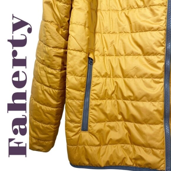 FAHERTY ATMOSPHERE PUFFER JACKET GOLD INSULATED FULL ZIP WATER REPELLENT, SMALL - Picture 4 of 13